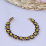 دستبند زنانه مارگازیت طلاروس گل شیپوری نگین زرد با قیمت